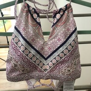 Athleta Aqualuxe Print High Neck Keyhole Bikini